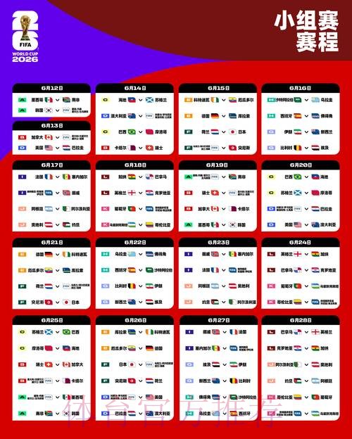 2026世界杯小组赛赛程今日比赛时间表实时查看